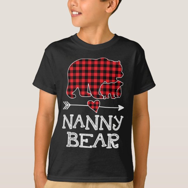 Camiseta Nanny Bear Natal Xmas Pajama Red Xadrez Buffalo (Frente)