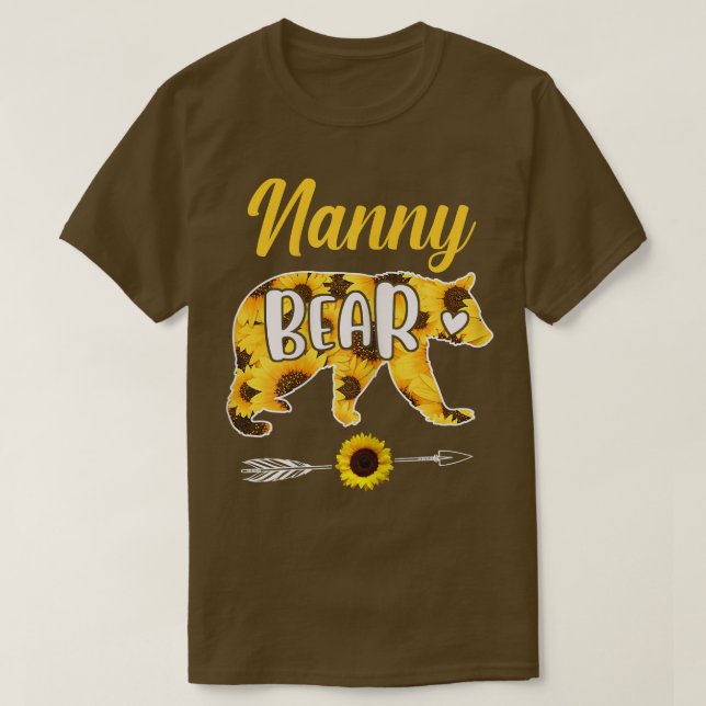 Camiseta Nanny Bear Sunflower Mãe Família Pai (Frente do Design)