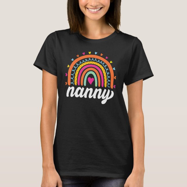 Camiseta Nanny  Boho Rainbow Back To School Grandma Appreci (Frente)