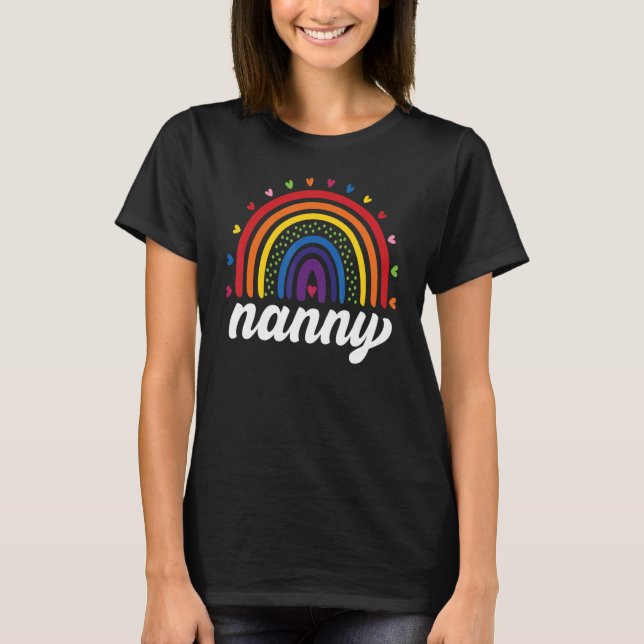 Camiseta Nanny  Boho Rainbow Back To School Grandma Appreci (Frente)