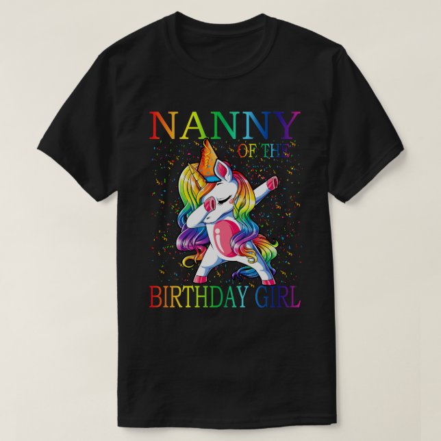 Camiseta NANNY Do Birthday Girl Unicorn (Frente do Design)
