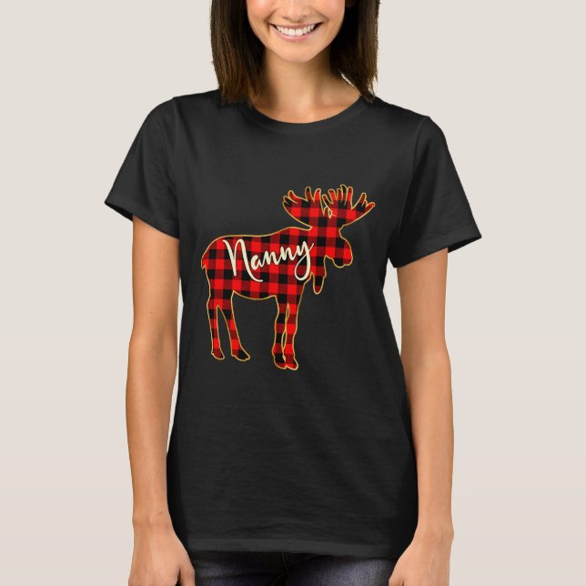 Camiseta Nanny Moose _ Buffalo Red Plaid Family Christmas  (Frente)