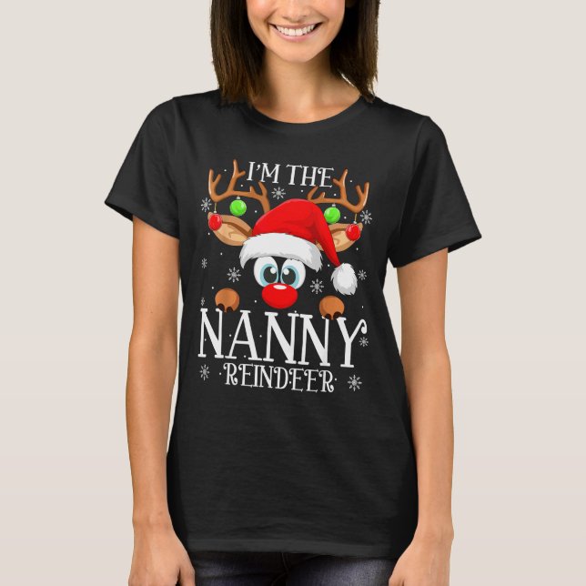 Camiseta Nanny Reindeer Christmas Family Matching Group Fun (Frente)