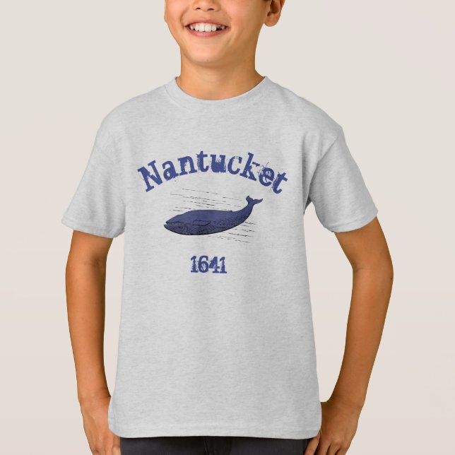 Camiseta Nantucket, baleia, 1641 t-shirt para rapazes 2 (Frente)