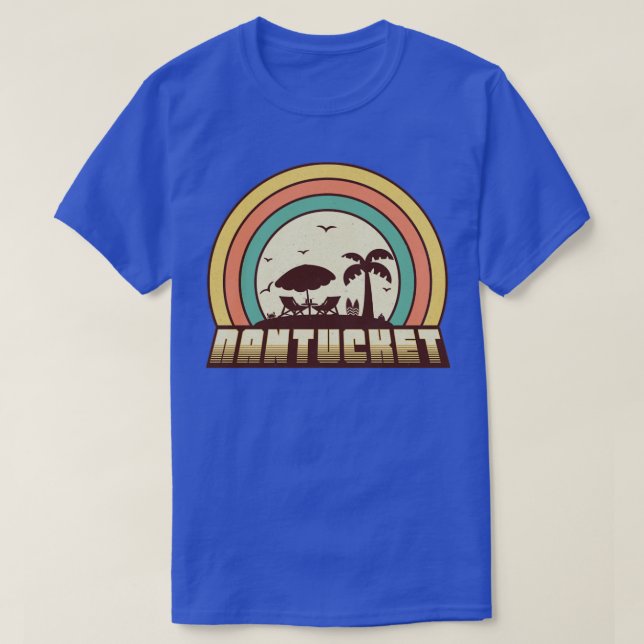 Camiseta Nantucket Beach Retro Sunset Estilo (Frente do Design)