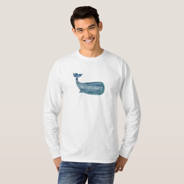 Camiseta Nantucket Blue Whale Beach Long Sleeve (Frente Completa)