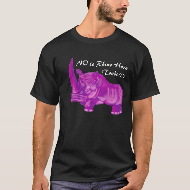 Camiseta NÃO ao comércio do chifre do rinoceronte (Frente)