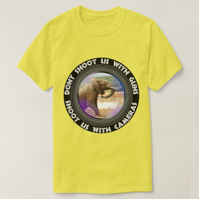 Camiseta Não atire na nossa Ascensão de elefante (Frente do Design)