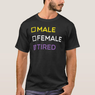 Camiseta Não Binário Masculino Feminino Cansado Não Binário