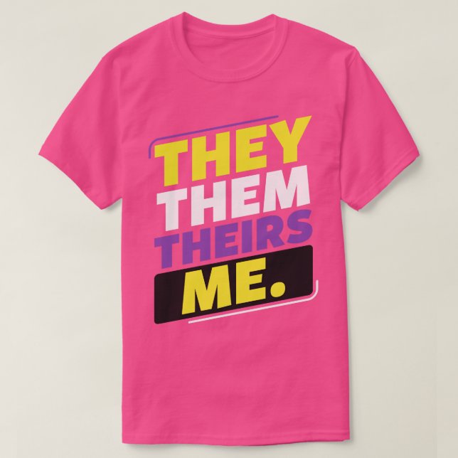 Camiseta Não-Binários Eles herdam-me LGBT Enby Não-Binário (Frente do Design)