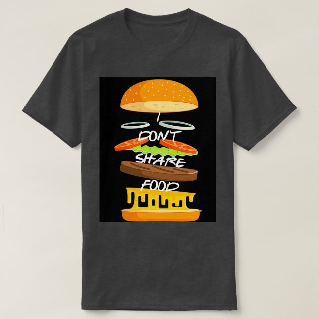 Camiseta Não Compartilho Gráfico de Comidas (Frente do Design)