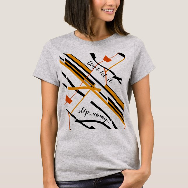 Camiseta "Não deixe escapar" Design Laranja Preto (Frente)
