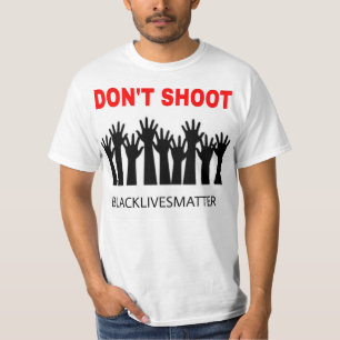 Camiseta Não dispare no t-shirt preto da matéria das vidas