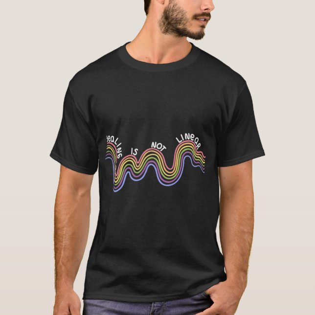 Camiseta Não é consciência mental linear Arco-Íris (Frente)