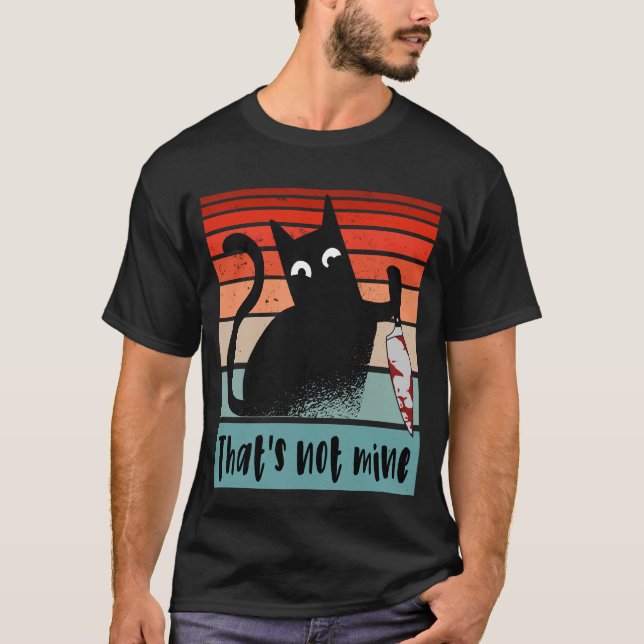 Camiseta Não é meu, Gato Inocente com cartão postal de faca (Frente)