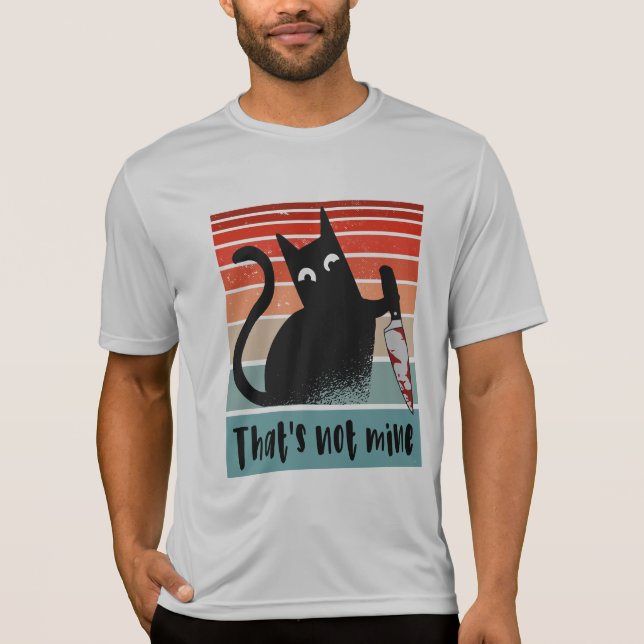 Camiseta Não é meu, Gato Inocente com cartão postal de faca (Frente)