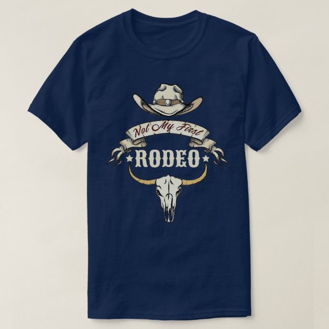 Camiseta Não é o meu primeiro crânio de touro rodeio no oes (Frente do Design)