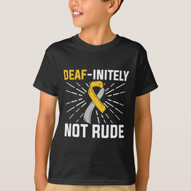 Camiseta Não é Rude. Asl Sinal de Deficiência Auditiva (Frente)