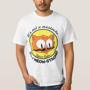 Camiseta Não é um bigode... é um MEOW-STACHE! Gato engraçad
