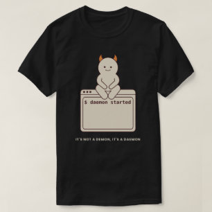 Camiseta Não é um Demônio é um Daemon Engraçado Linux Preto