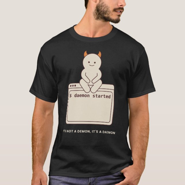 Camiseta Não é um Demônio, é um Daemon Engraçado Unix Linux (Frente)
