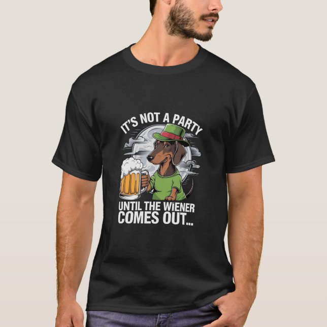 Camiseta Não é uma festa até que Dachshund Irish Beer Wiene (Frente)