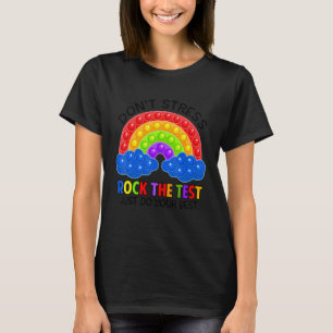 Camiseta Não enfatize o Pop de teste Ti o Rainbow Test Da