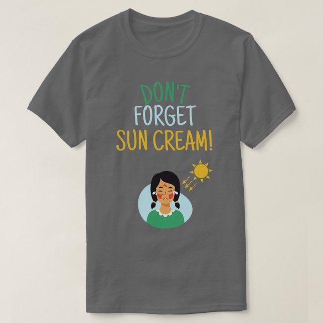 Camiseta Não Esqueça Sun Cream Uv Sensibilização Uv Seguran (Frente do Design)