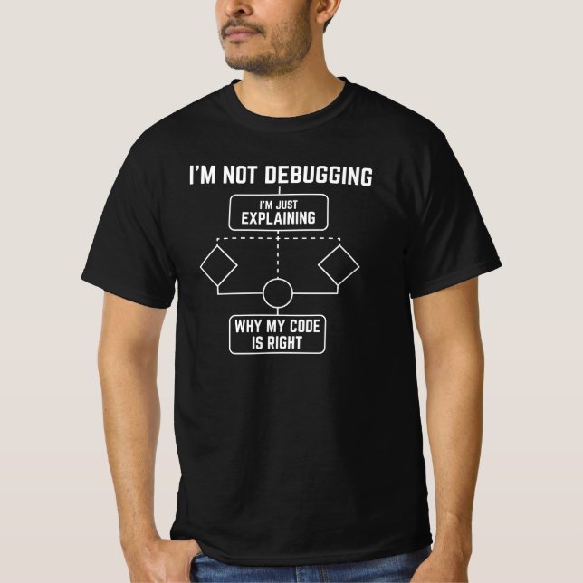 Camiseta Não Estou Depurando, Estou Explicando Meu Código (Frente)