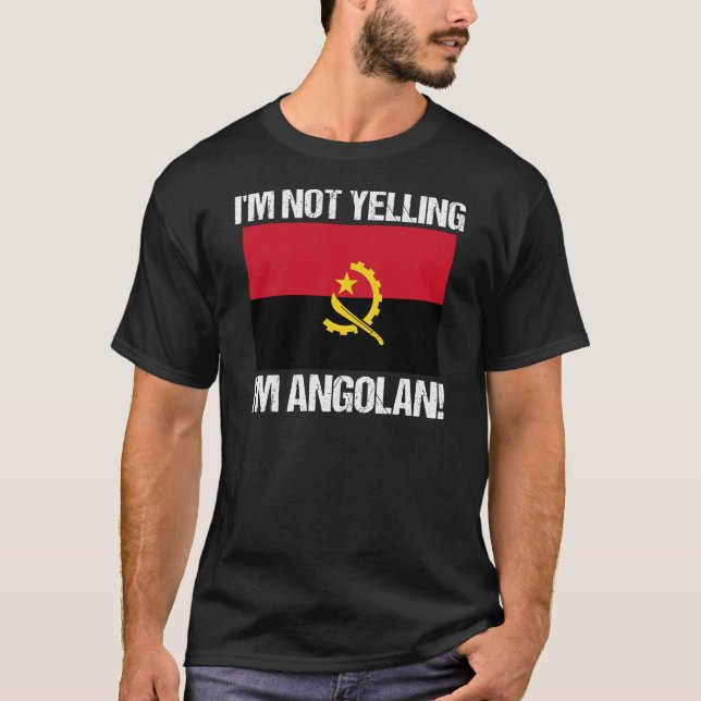 Camiseta Não estou gritando que sou a bandeira angolana Ang (Frente)