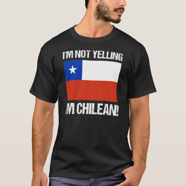 Camiseta Não estou gritando que sou a bandeira chilena Chil (Frente)