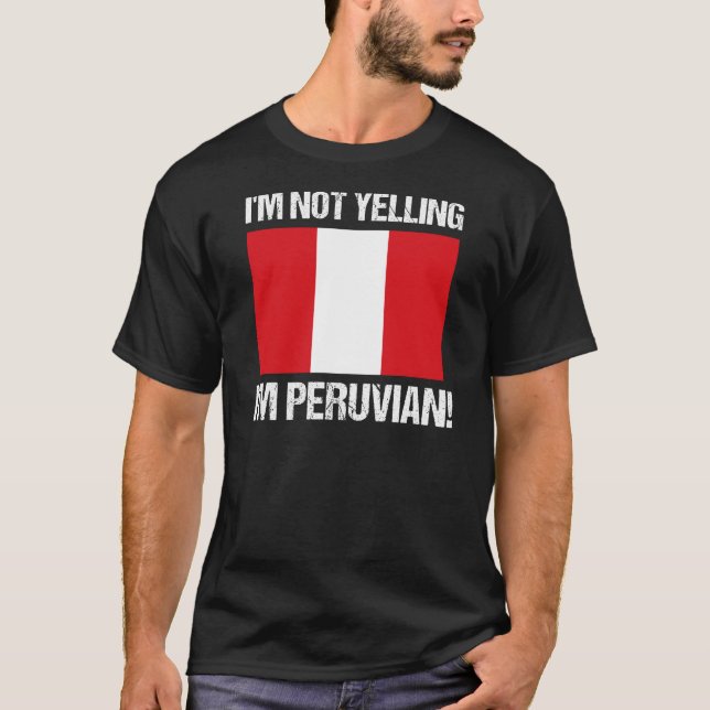 Camiseta Não estou gritando que sou peruano, bandeira perua (Frente)