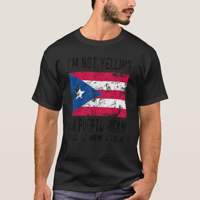 Camiseta Não estou gritando que sou Porto Rico Roots Porto  (Frente)
