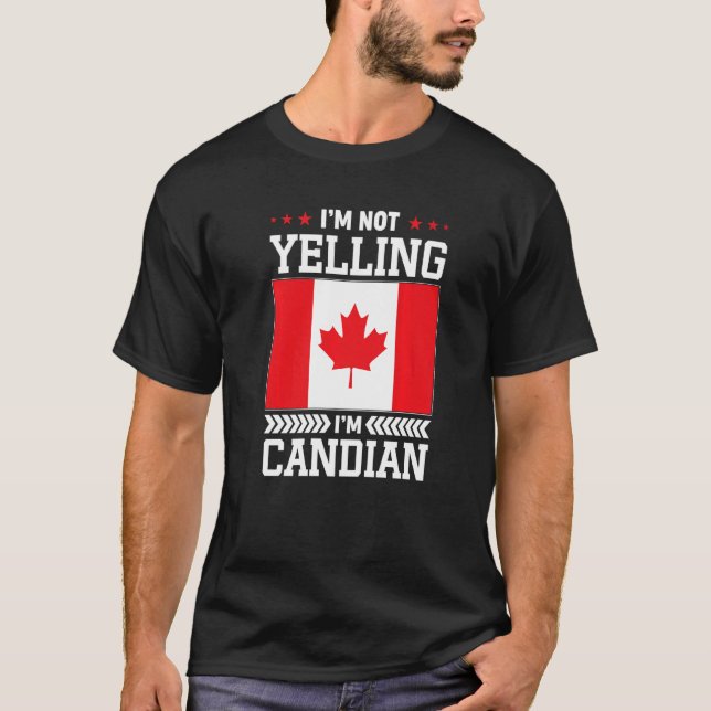 Camiseta Não estou gritando, sou canadense canadense Flag P (Frente)