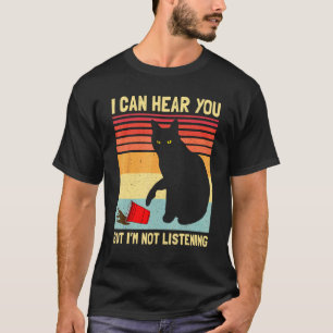 Camiseta Não Estou Ouvindo Vintage Café Gato Preto Gato
