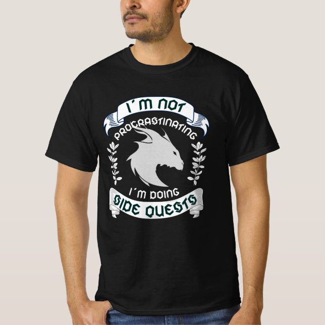 Camiseta Não Estou    Procrastinando Questes Laterais (Frente)