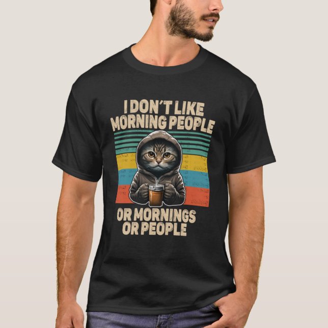 Camiseta Não gosto de pessoas matinal com mau humor de café (Frente)