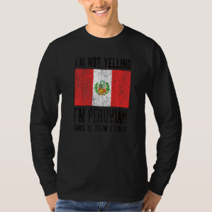 Camiseta Não gritando, sou peruano que sinaliza as raízes p