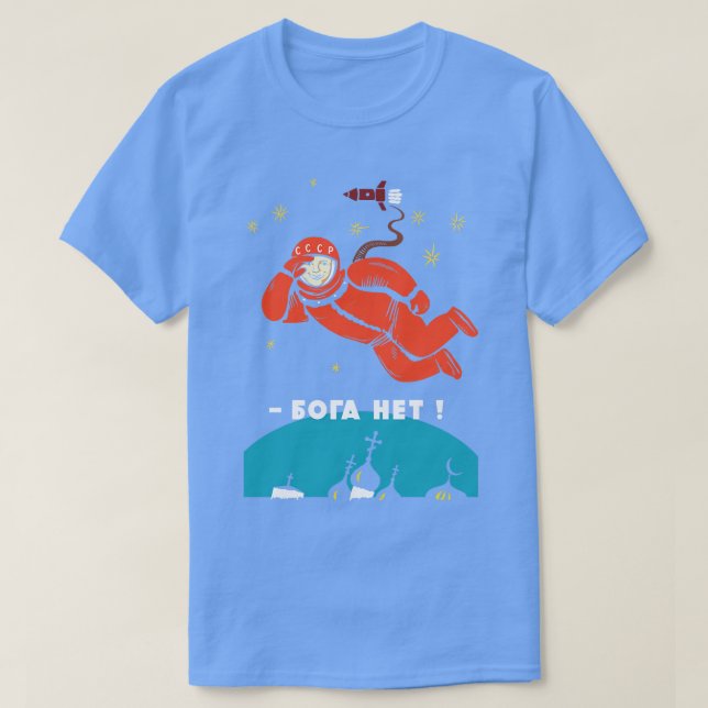 Camiseta Não há Deus Ateista Yuri Gagarin (Frente do Design)