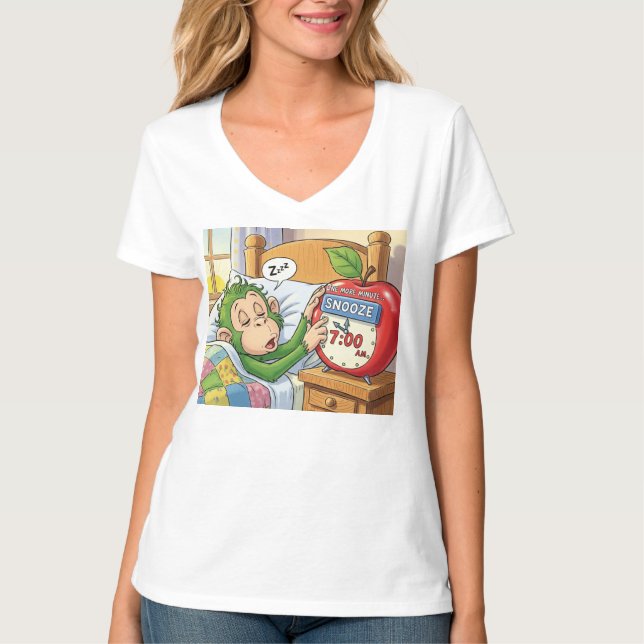 Camiseta Não Hoje, Alarme - Modo Macaco Sonolento 💤 🙈 (Frente)