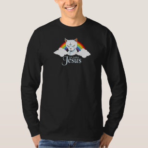 Camiseta Não Hoje Jesus Cute Rainbow Satanic Cat Gótico