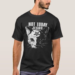 Camiseta Não Hoje Jesus Engraçado Satanico Gótico Gato Não 