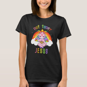 Camiseta Não Hoje Jesus Fofo Satanás Baphomet Bode Satanist