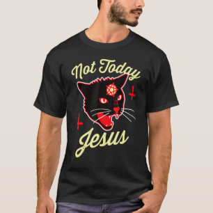 Camiseta Não Hoje Jesus Salve Satã Gato Satânico Death Meta