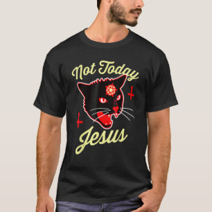 Camiseta Não Hoje Jesus Salve Satanás Satânico Gato Death M