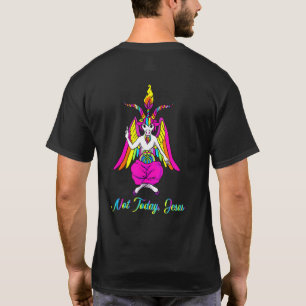 Camiseta Não Hoje Jesus Satanista Baphomet Face de Bode Chi