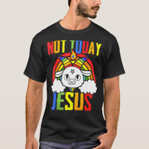 Camiseta Não Hoje Jesus Unicórnio Satanás Bode Satanismo Ar