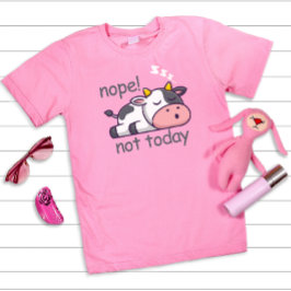 Camiseta Não Hoje Não Dormindo Cinza De Vaca Texto Colorido