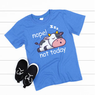 Camiseta Não Hoje Não Dormindo Vaca Ilustrando Texto De Cin
