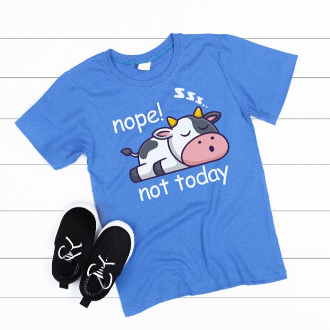 Camiseta Não Hoje Não Dormindo Vaca Ilustrando Texto De Cin (nope not today boy kids t-shirt)